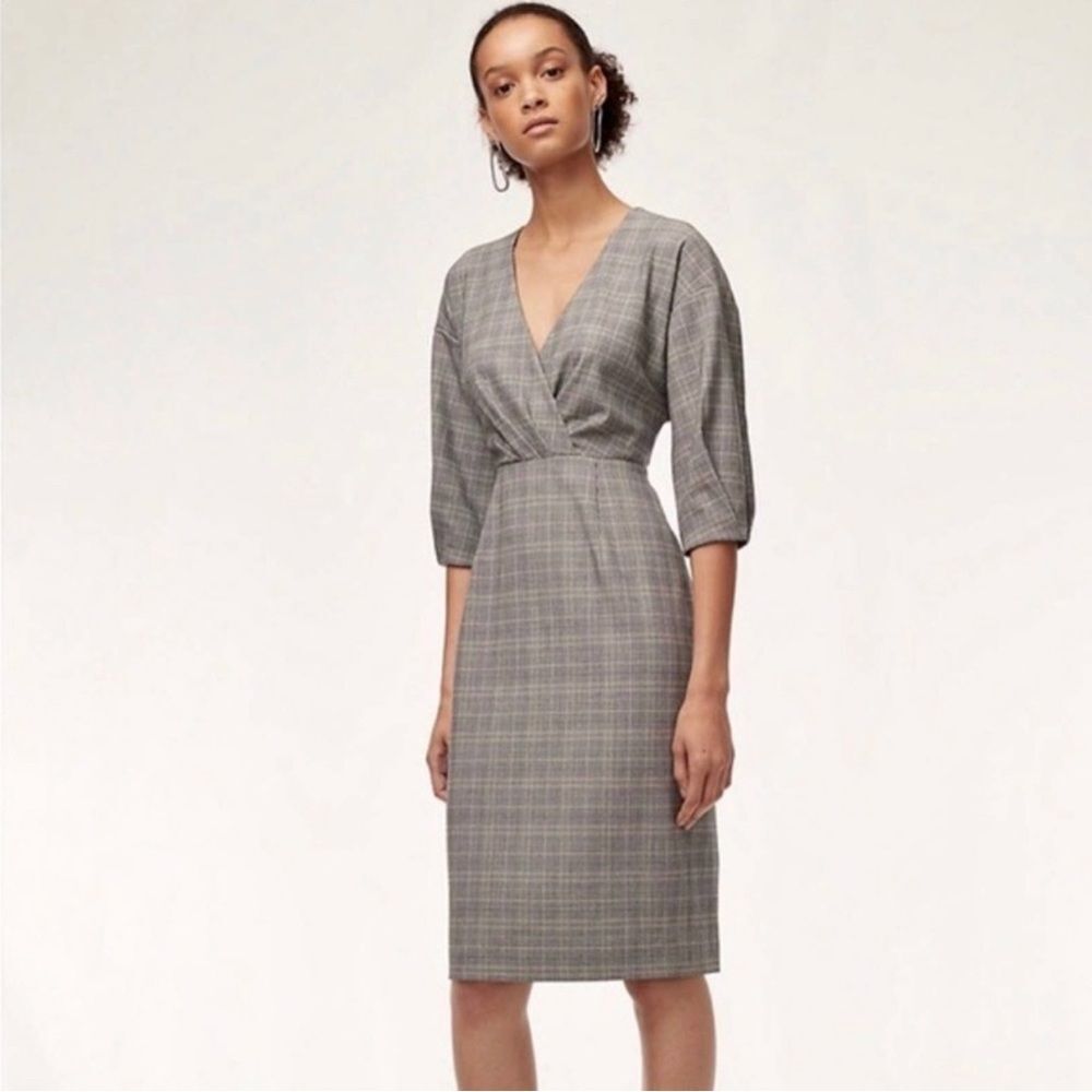 Babaton Aritzia Kurt Plaid V-Neck Dress